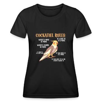 Cockatiel Cockatiel Cockatoo Perroquet Oiseau Cadeau - T-shirt sport Femme - noir - Devant - AI Model Female 172 light (172cm)