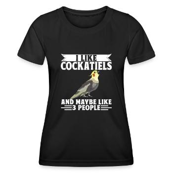 Cockatiel Cockatiel Cockatoo Perroquet Oiseau Cadeau - T-shirt sport Femme - noir - Devant - AI Model Female 172 light (172cm)