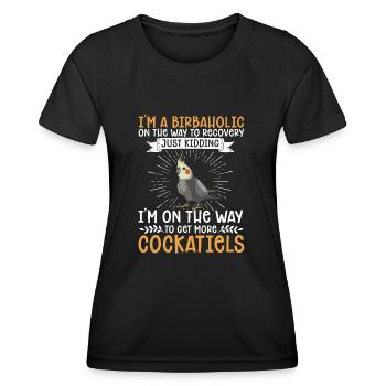 Cockatiel Cockatiel Cockatoo Perroquet Oiseau Cadeau - T-shirt sport Femme - noir - Devant - AI Model Female 172 light (172cm)