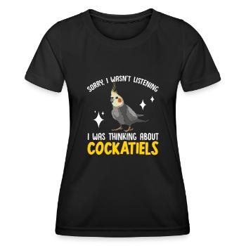 Cockatiel Cockatiel Cockatoo Perroquet Oiseau Cadeau - T-shirt sport Femme - noir - Devant - AI Model Female 172 light (172cm)