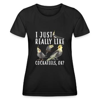 Cockatiel Cockatiel Cockatoo Perroquet Oiseau Cadeau - T-shirt sport Femme - noir - Devant - AI Model Female 172 light (172cm)