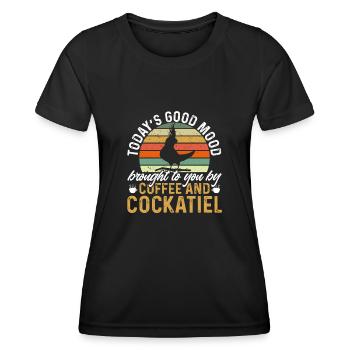 Cockatiel Cockatiel Cockatoo Perroquet Oiseau Cadeau - T-shirt sport Femme - noir - Devant - AI Model Female 172 light (172cm)