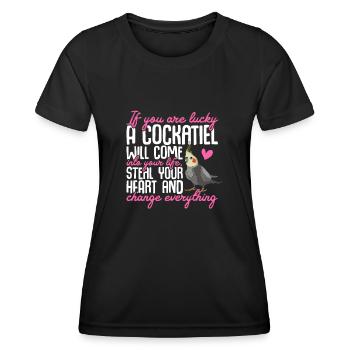 Cockatiel Cockatiel Cockatoo Perroquet Oiseau Cadeau - T-shirt sport Femme - noir - Devant - AI Model Female 172 light (172cm)