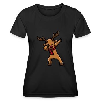 Dabbing Santa Reindeer - T-shirt sport Femme - noir - Devant - AI Model Female 172 light (172cm)