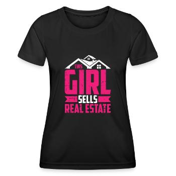 Agent immobilier Fille - T-shirt sport Femme - noir - Devant - AI Model Female 172 light (172cm)