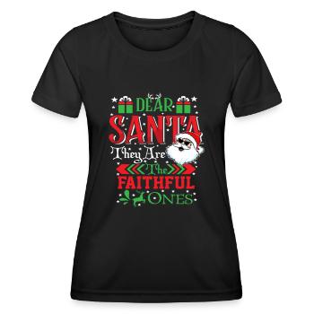 Cher Père Noël, ce sont les fidèles - T-shirt sport Femme - noir - Devant - AI Model Female 172 light (172cm)