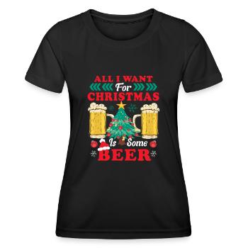 Weihnachten Christmas Bier Weihnachtsbaum - Frauen Funktions-T-Shirt - Schwarz - Vorne - AI Model Female 172 light (172cm)