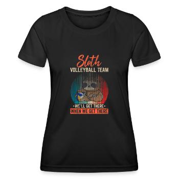Funny Sloth Volleyball Team Volleyball Lover Volle - Frauen Funktions-T-Shirt - Schwarz - Vorne - AI Model Female 172 light (172cm)