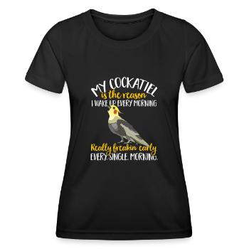 Cockatiel Cockatiel Cockatoo Perroquet Oiseau Cadeau - T-shirt sport Femme - noir - Devant - AI Model Female 172 light (172cm)