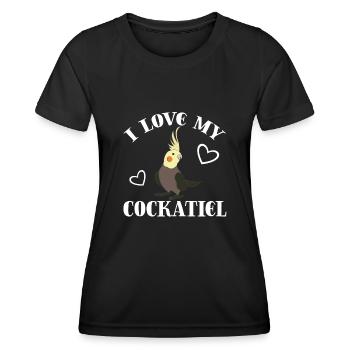 Cockatiel Cockatiel Cockatoo Perroquet Oiseau Cadeau - T-shirt sport Femme - noir - Devant - AI Model Female 172 light (172cm)