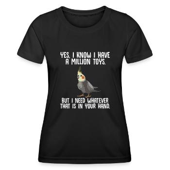 Cockatiel Cockatiel Cockatoo Perroquet Oiseau Cadeau - T-shirt sport Femme - noir - Devant - AI Model Female 172 light (172cm)