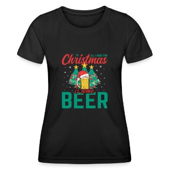 Weihnachten Christmas Bier Weihnachtsbaum - Frauen Funktions-T-Shirt - Schwarz - Vorne - AI Model Female 172 light (172cm)