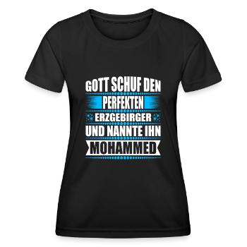 Erzgebirge Mann Namen Sachsen Mohammed - Frauen Funktions-T-Shirt - Schwarz - Vorne - AI Model Female 172 light (172cm)