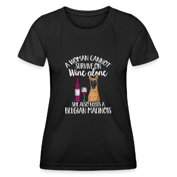 Malinois Belgian Shepherd Mechelaar Dog - Women's Functional T-Shirt - black - Front - AI Model Female 172 light (172cm)