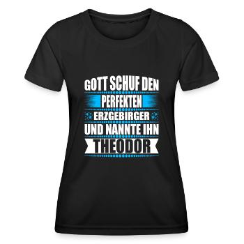 Erzgebirge Mann Namen Sachsen Theodor - Frauen Funktions-T-Shirt - Schwarz - Vorne - AI Model Female 172 light (172cm)