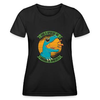 Dinosaure Dinosaure adulte - T-shirt sport Femme - noir - Devant - AI Model Female 172 light (172cm)