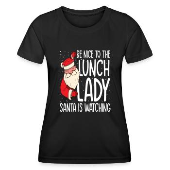Soyez NIce au déjeuner que Lady Santa regarde - T-shirt sport Femme - noir - Devant - AI Model Female 172 light (172cm)