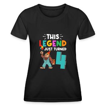 Bigfoot Party Supplies This Legend Just Turned 4 - Women's Functional T-Shirt - black - Front - AI Model Female 172 light (172cm)