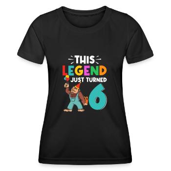 Bigfoot Party Supplies This Legend Just Turned 6 - Women's Functional T-Shirt - black - Front - AI Model Female 172 light (172cm)