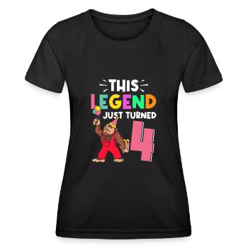 Bigfoot Party Supplies This Legend Just Turned 4 - Women's Functional T-Shirt - black - Front - AI Model Female 172 light (172cm)