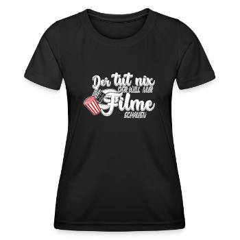 Popcorn Filmabend Heimkino Kino Filme - Frauen Funktions-T-Shirt - Schwarz - Vorne - AI Model Female 172 light (172cm)