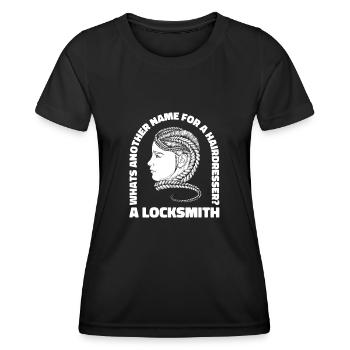 Coiffeur Coiffeur Coiffeur - T-shirt sport Femme - noir - Devant - AI Model Female 172 light (172cm)