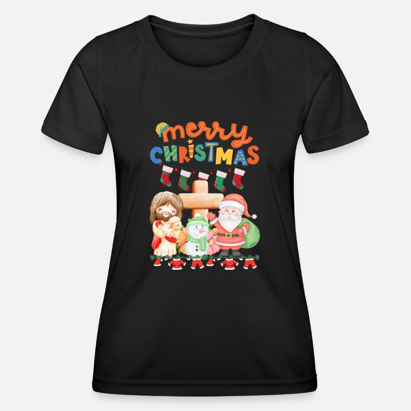 Christmas Begins With Christ - Women's Functional T-Shirt - black