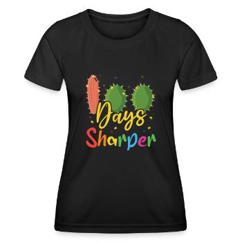 Cactus Student Joyeux 100e jour 100 jours d’école - T-shirt sport Femme - noir - Devant - AI Model Female 172 light (172cm)