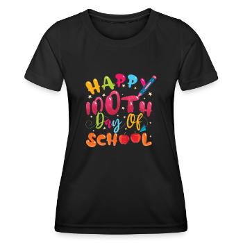 Joyeux 100e jour coloré 100 jours d’école - T-shirt sport Femme - noir - Devant - AI Model Female 172 light (172cm)