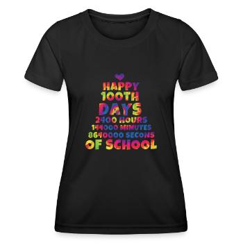 Joyeux 100e jour Tie Dye Color 100 jours d’école - T-shirt sport Femme - noir - Devant - AI Model Female 172 light (172cm)