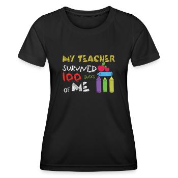 Un enseignant heureux du 100e jour survit à 100 jours d’école - T-shirt sport Femme - noir - Devant - AI Model Female 172 light (172cm)