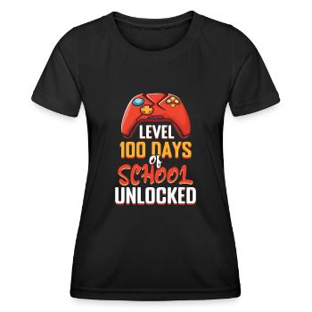 100th Day Gamer Game Happy 100 Days Of School - T-shirt sport Femme - noir - Devant - AI Model Female 172 light (172cm)