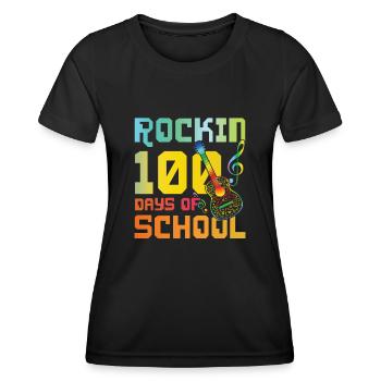 100e jour de guitare à bascule 100 jours d’école - T-shirt sport Femme - noir - Devant - AI Model Female 172 light (172cm)