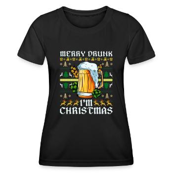 Joyeux ivre je suis Noël drôle Santa Joke Noël Noël - T-shirt sport Femme - noir - Devant - AI Model Female 172 light (172cm)
