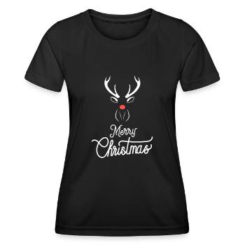 Weihnachts Rentier mit roter Nase - Frauen Funktions-T-Shirt - Schwarz - Vorne - AI Model Female 172 light (172cm)