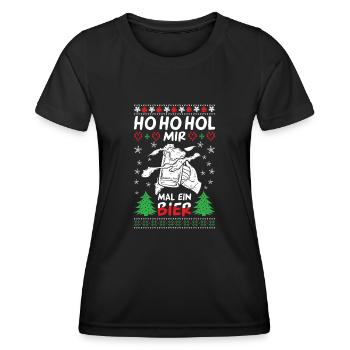 Weihnachten Ugly Christmas Bier Sweater - Frauen Funktions-T-Shirt - Schwarz - Vorne - AI Model Female 172 light (172cm)
