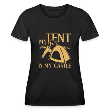 Camping Camping Camping Tent Camper - Women's Functional T-Shirt - black - Front - AI Model Female 172 light (172cm)