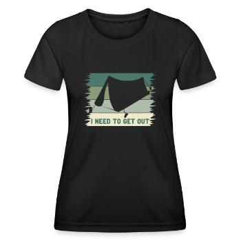 Camping Camping Outdoor Camping Tent - Women's Functional T-Shirt - black - Front - AI Model Female 172 light (172cm)