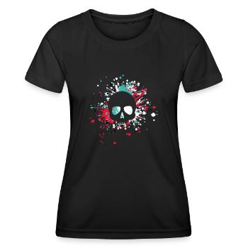 Éclaboussure de couleur de crâne d'Halloween - T-shirt sport Femme - noir - Devant - AI Model Female 172 light (172cm)