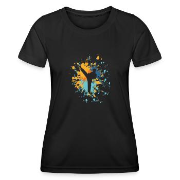 Éclaboussure de couleur Karaté Highkick - T-shirt sport Femme - noir - Devant - AI Model Female 172 light (172cm)