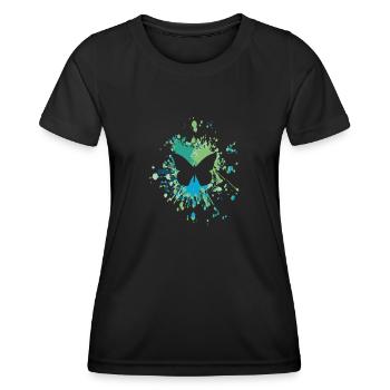 Éclaboussure de couleur papillon - T-shirt sport Femme - noir - Devant - AI Model Female 172 light (172cm)