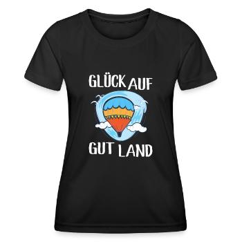 Ballonfahrer Glück Auf Gut Land Heissluftballon - Frauen Funktions-T-Shirt - Schwarz - Vorne - AI Model Female 172 light (172cm)