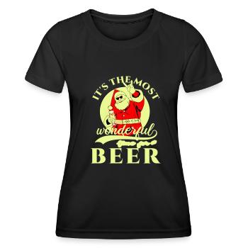 C’est le moment le plus merveilleux pour une bière de Noël - T-shirt sport Femme - noir - Devant - AI Model Female 172 light (172cm)