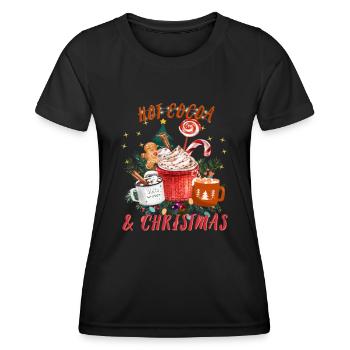 Hot Cocoa And Merry Christmas Vintage Coffee - Women's Functional T-Shirt - black - Front - AI Model Female 172 light (172cm)