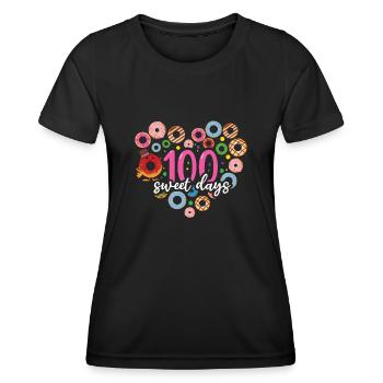 100e jour Sweet Day Joyeux 100 jours d’école - T-shirt sport Femme - noir - Devant - AI Model Female 172 light (172cm)