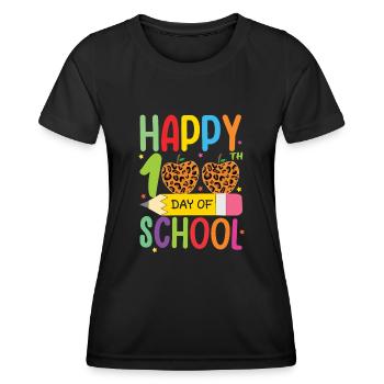 100e jour crayon léopard joyeux 100 jours d’école - T-shirt sport Femme - noir - Devant - AI Model Female 172 light (172cm)