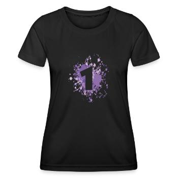 Numéro La 1ère éclaboussure de couleur - T-shirt sport Femme - noir - Devant - AI Model Female 172 light (172cm)