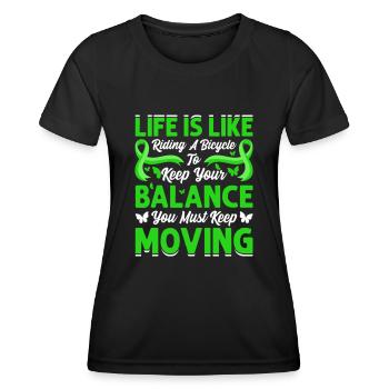 Life Is Like Riding A Bicycle - Frauen Funktions-T-Shirt - Schwarz - Vorne - AI Model Female 172 light (172cm)