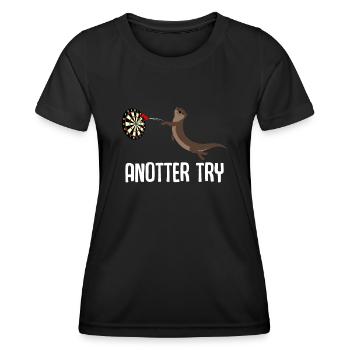 Darts Otter Dartpfeil Dart - Women's Functional T-Shirt - black - Front - AI Model Female 172 light (172cm)