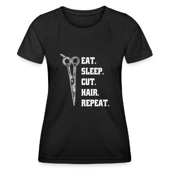 Frisöse Scheren Frisör Friseur Schere Kamm - Frauen Funktions-T-Shirt - Schwarz - Vorne - AI Model Female 172 light (172cm)